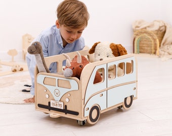 Wooden Toy Storage Personalized Gift Newborn Toy Box with wheels Toddler Gifts Cute Nursery Storage Box Kids Playroom Organizer