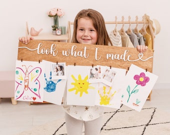 Look What I Made Art Display Sign, Kids Wall Art, Playroom Decor, Girl Gift Idea, Niece Gift, 2 Year Old Gift, Personalized Gifts
