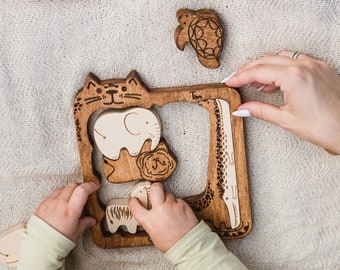 Personalized Wooden Puzzle With Name For Toddler, Animal-Shaped Wood Puzzle Toy, Unique Christmas Gift Idea For Baby Boy Girl,Birthday Gift