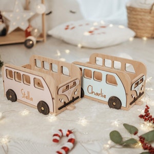 Aangepast met naam houten duw- en trekauto, gepersonaliseerd cadeau voor peuter, kleine houten speelgoedauto, trekspeelgoed babyjongen meisje