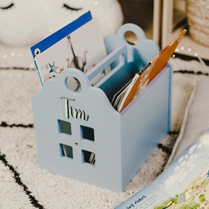 Estantería pequeña de madera portátil para libros, personalizada, para guardería, organizador de libros para niños, estantería para bebés, para sala de juegos