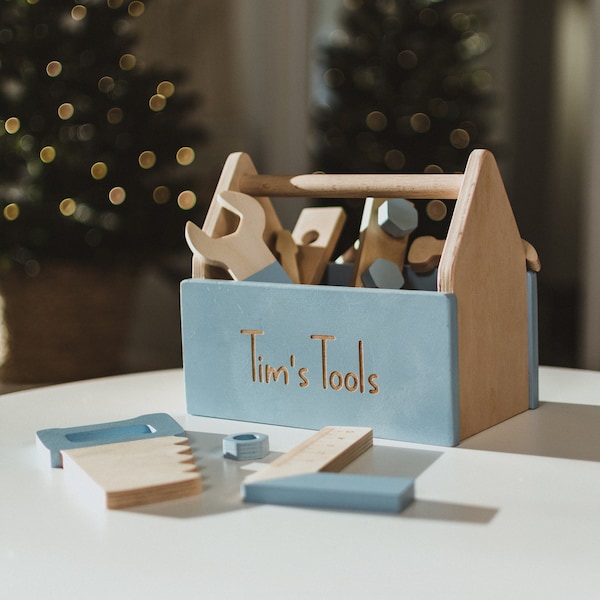 Boîte à outils de développement en bois pour enfants et jouets géoplans, cadeau unique pour bébé garçon, neveu, idée cadeau, jouet pour tout-petit