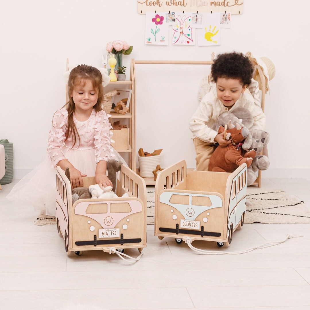 Personalized Toy Chest for Kids Car Shaped Cute Storage Box Playroom