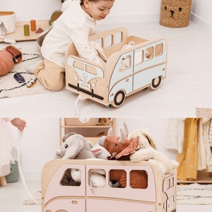 Toy Storage Personalized Birthday Gift for Boy Toy Box with wheels Montessori Furniture Toddler Gifts for Kids Wooden Decor for Nursery image 6