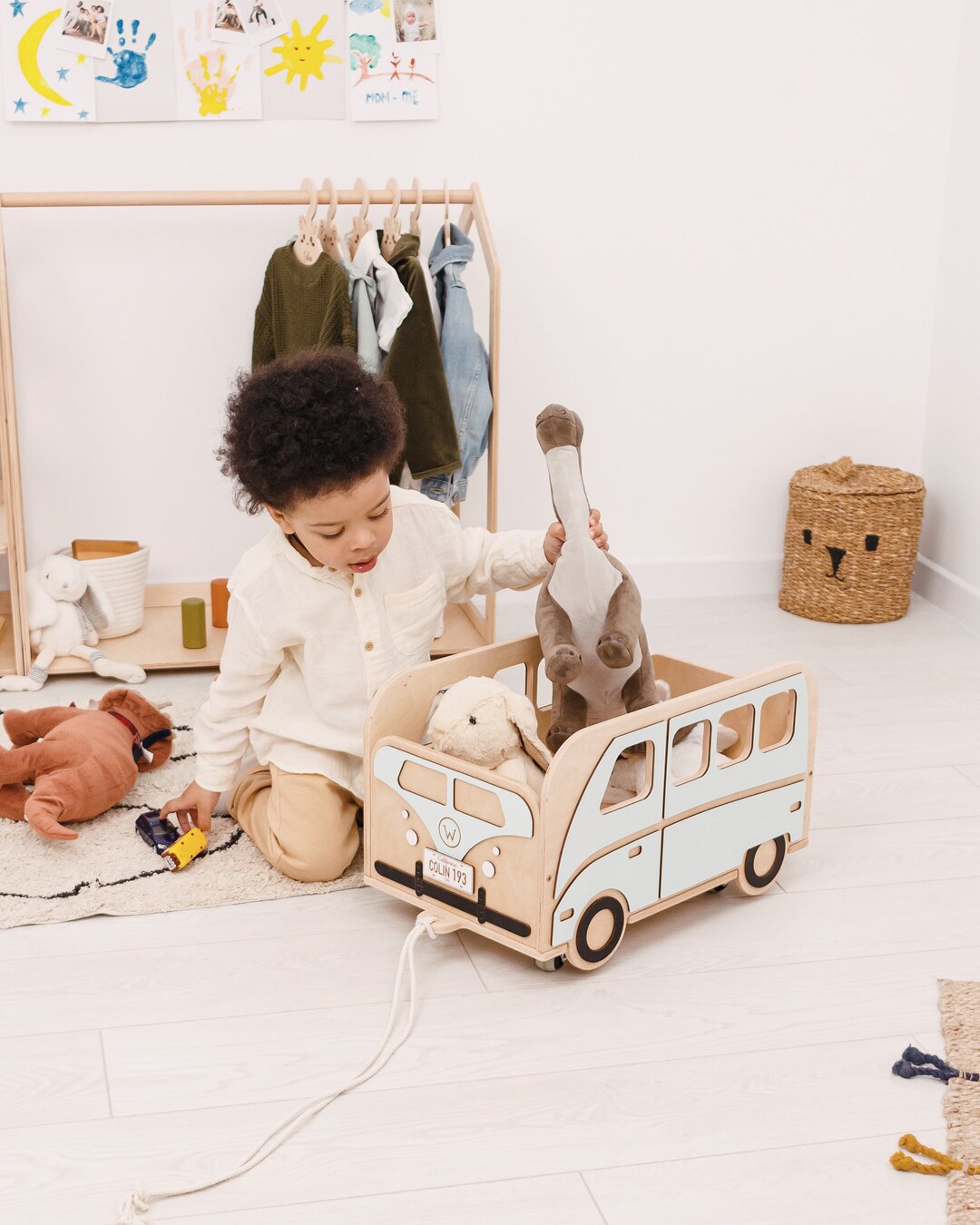 Custom Car Toy Box With Wheels Wooden Toy Organizer Boys Etsy
