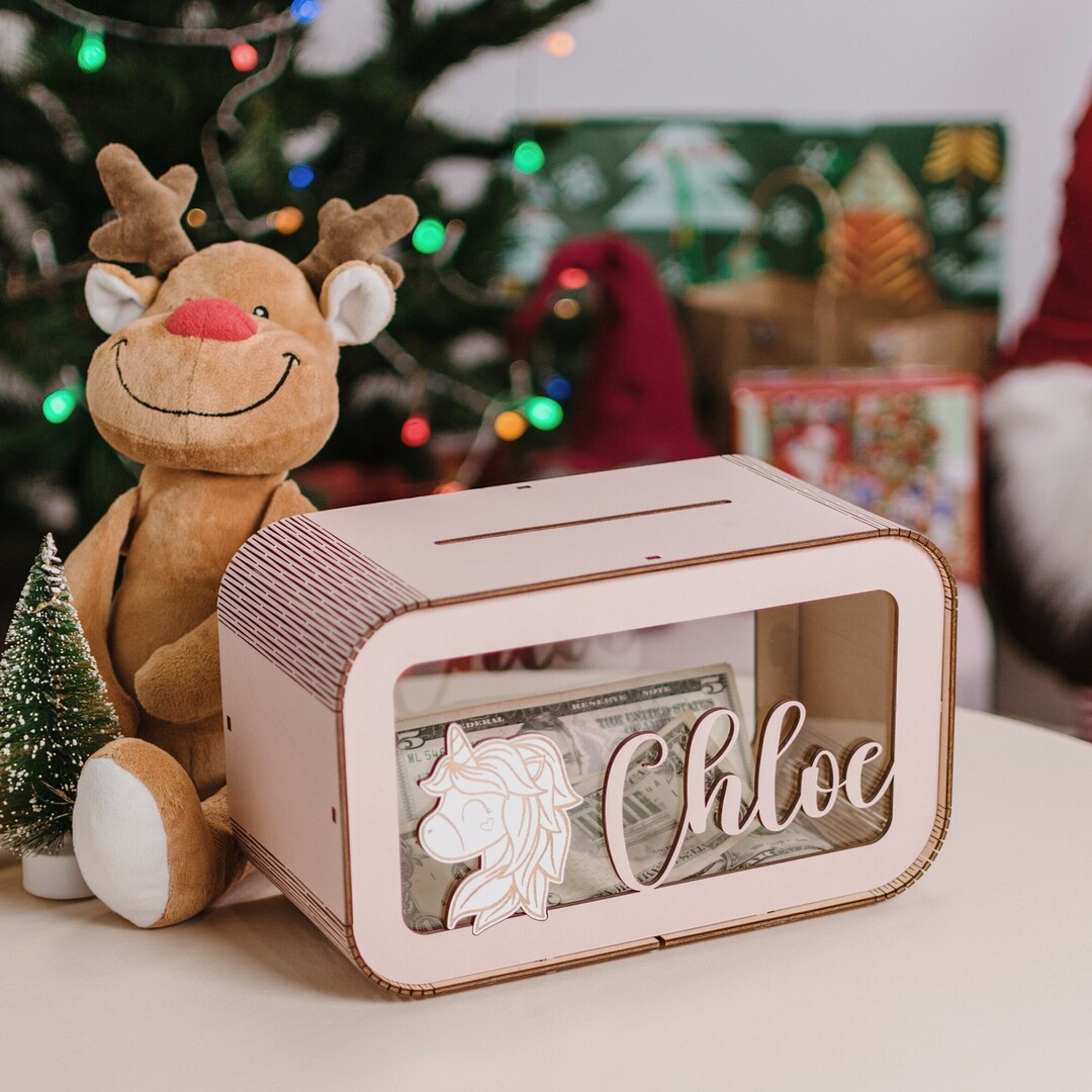 Summidate Wooden Piggy Bank For Kids Large Money Bank For Boys Girls,Cute Unbreakable Wood Money Box, Creative Saving Money Jar Personalized Gifts For Child Birthday Christmas & Decor