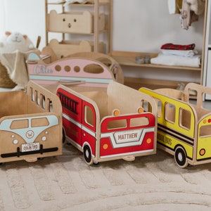 Toy Storage Personalized Birthday Gift for Boy Toy Box with wheels Montessori Furniture Toddler Gifts for Kids Wooden Decor for Nursery image 10