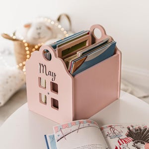 Estantería de madera portátil para libros de guardería, estantería para niños pequeños, caja para libros para niños pequeños, organizador de habitación de bebé