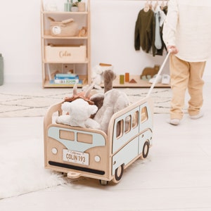 Toy Storage Personalized Birthday Gift for Boy Toy Box with wheels Montessori Furniture Toddler Gifts for Kids Wooden Decor for Nursery image 7