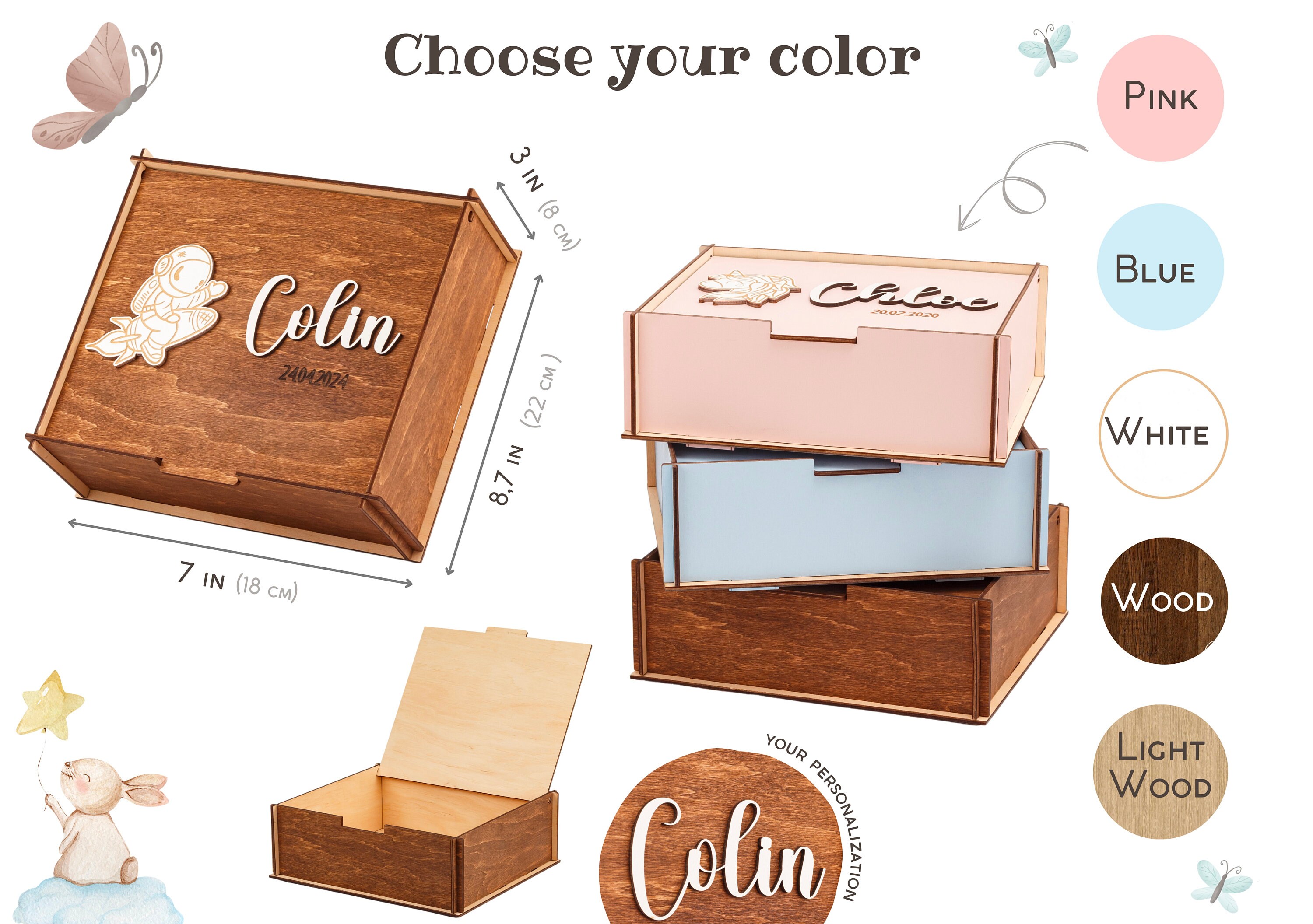 Customizable Baby Gift Memory Box, Baby Keepsake Box, Engraved Box for ...