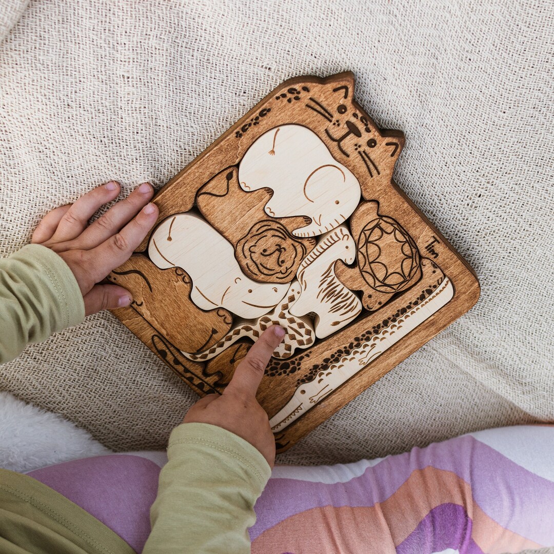 Wooden Kids Brain Teaser Personalized Animal Puzzle With Name Charming ...
