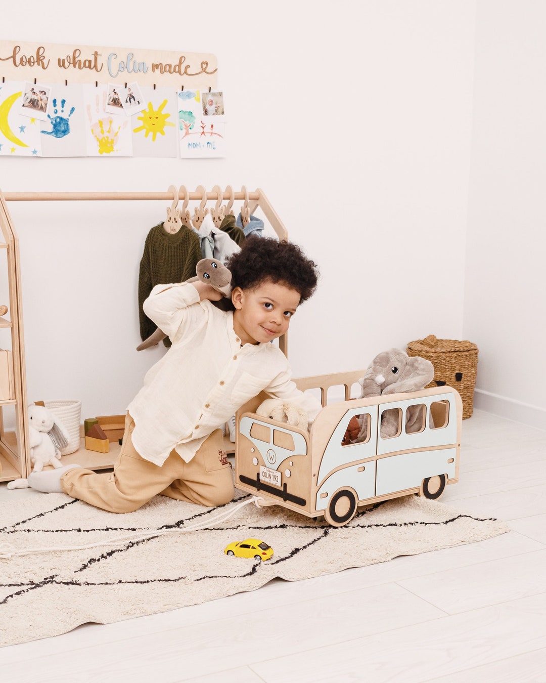 Personalized Toy Box for Toddlers, Baby Boy Toy Organizer, Unique Fun Furniture for Nursery, 3