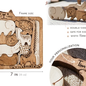 Wooden Kids Brain Teaser Personalized Animal Puzzle with Name Charming Gift for Christmas or Birthday Educational Toys for 2 3 Year Old image 4