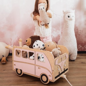 Wooden Storage For Kids Toys, Personalized Toy Box, Nursery Storage Box and Organizer, Storage Bench Bus-Shaped, Kids Furniture Playroom,
