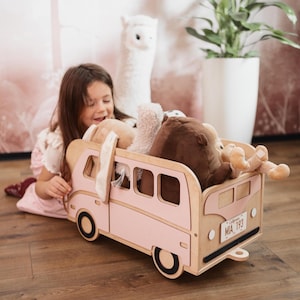 Wooden Car-Shaped Storage For Kids Toys With Name, Nursery Storage Box and Organizer, Toddler Unique Gift For Birthday Baptism Baby Shower