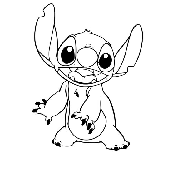 Stitch Smiling Lilo And Stitch Outline Svg Stitch Silhouette Etsy