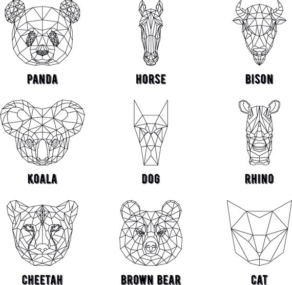 Geometrische Tier Svg Tiere Svg geometrische Untersetzer | Etsy