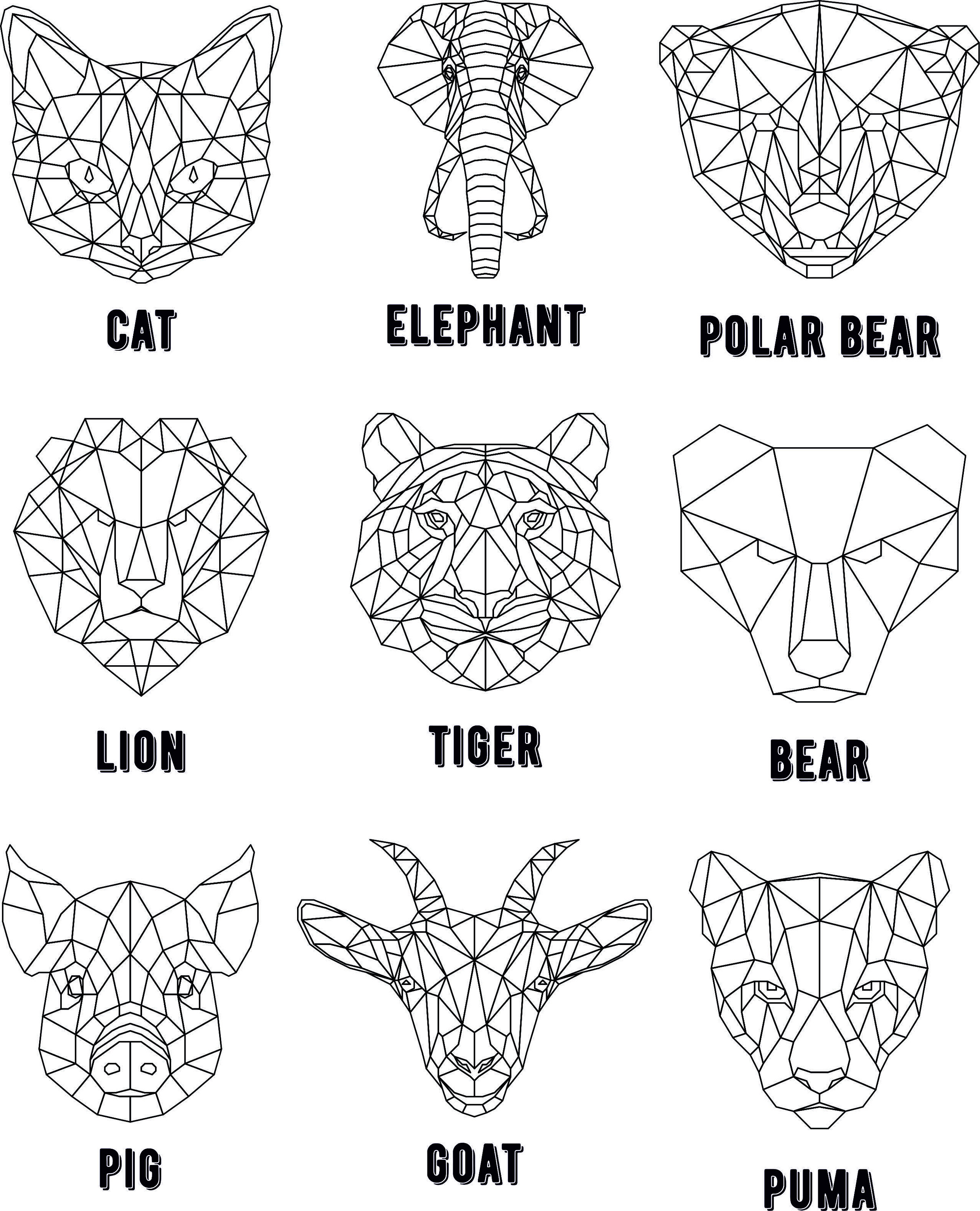 Geometrische Tier Svg Tiere Svg geometrische Untersetzer - Etsy