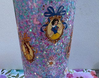 Disney Princess Inspired Glitter Snow Globe Tumbler