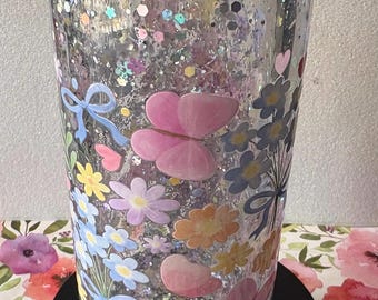 Bows, Flowers and Butterflies Snow Globe 20oz Tumbler