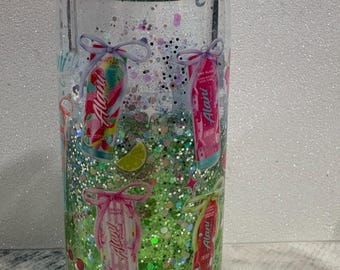 Alani Inspired Drinks and Bows Green Glittery Lava Snow Globe 20oz Tumbler