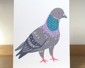 animal print invitations cute pigeon Pigeon digital artwork postcards Christmas present pigeon print greeting cards