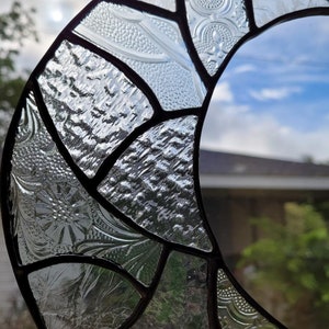 Clear Glass Moon - 12 Individual Clear Textured Pieces Sun Catcher 7&quot; x 9&quot; Sun, Stars, Celestial, Sky, Solar System