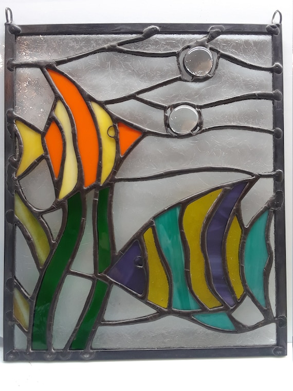 Stained Glass Tropical Fish 8 x 10 Framed with sturdy hangers Etsy