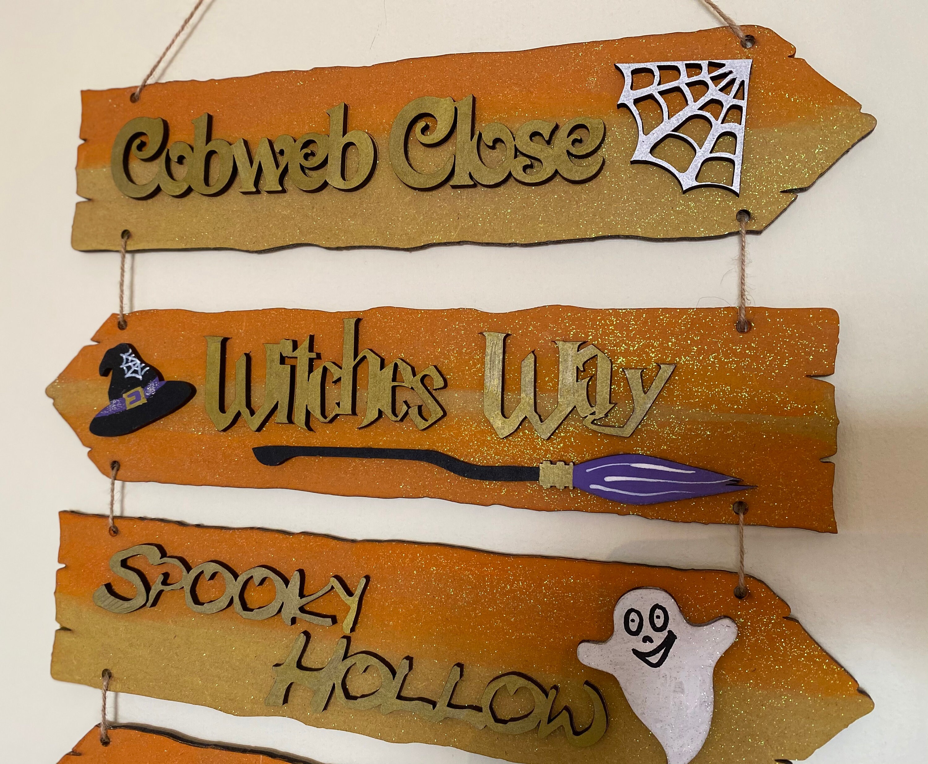 Halloween Sign Post Direction Sign Witch Pumpkin Cobweb Etsy
