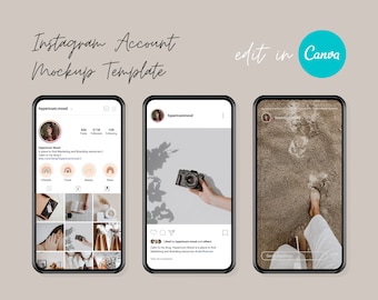 Instagram-Vorlagenprofil-Mockup, bearbeitbar in Canva, Social-Media-Mockup-Vorlagen, Instagram-Feed-Planer, Social-Media-Post-Frame