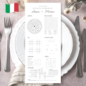 Giochi Matrimonio in Italiano - Giochi da Tavolo Ricevimento - Attività Matrimonio - Cruciverba - Giochi Nozze Fai da Te - Template Canva