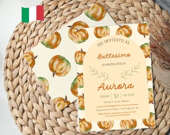 Herbstliche Taufeinladung, personalisierte Karte mit Kürbissen, digitale Einladung, Canva-Postkartenvorlage, DIY Oktobertaufe