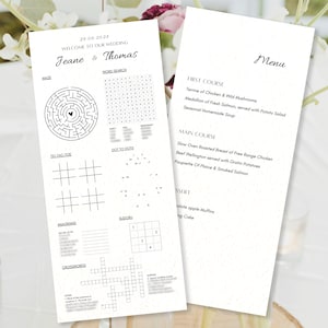 Sip and Solve and Celebrate! Wedding Activity Sheets, Modern Design, Printable Template, Reception Table Games