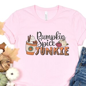 Pumpkin Spice Junkie Short Sleeve Tee, Cute Fall Shirt, Autumn Funny T-Shirt, Coffee Lovers Fall Shirt, Pumpkin Spice Shirt, Fall Shirt