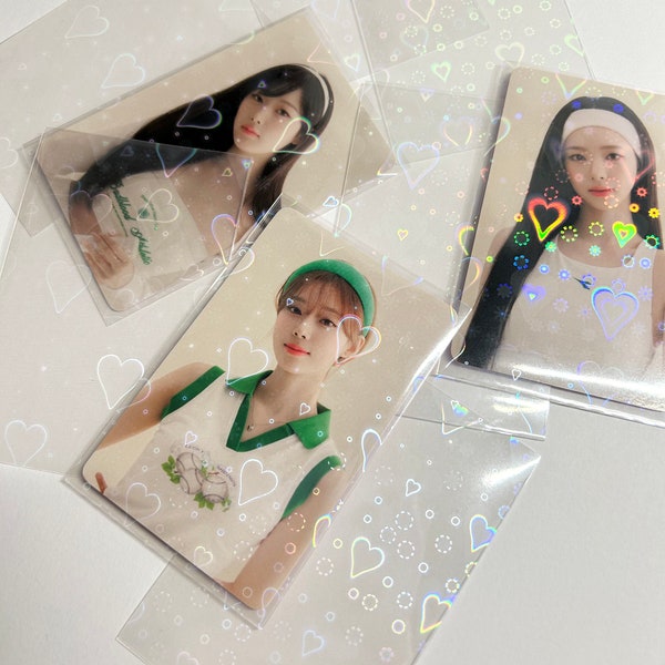 Heart Finish Kpop photocard protect sleeves, card protector, photocard holder, holographic