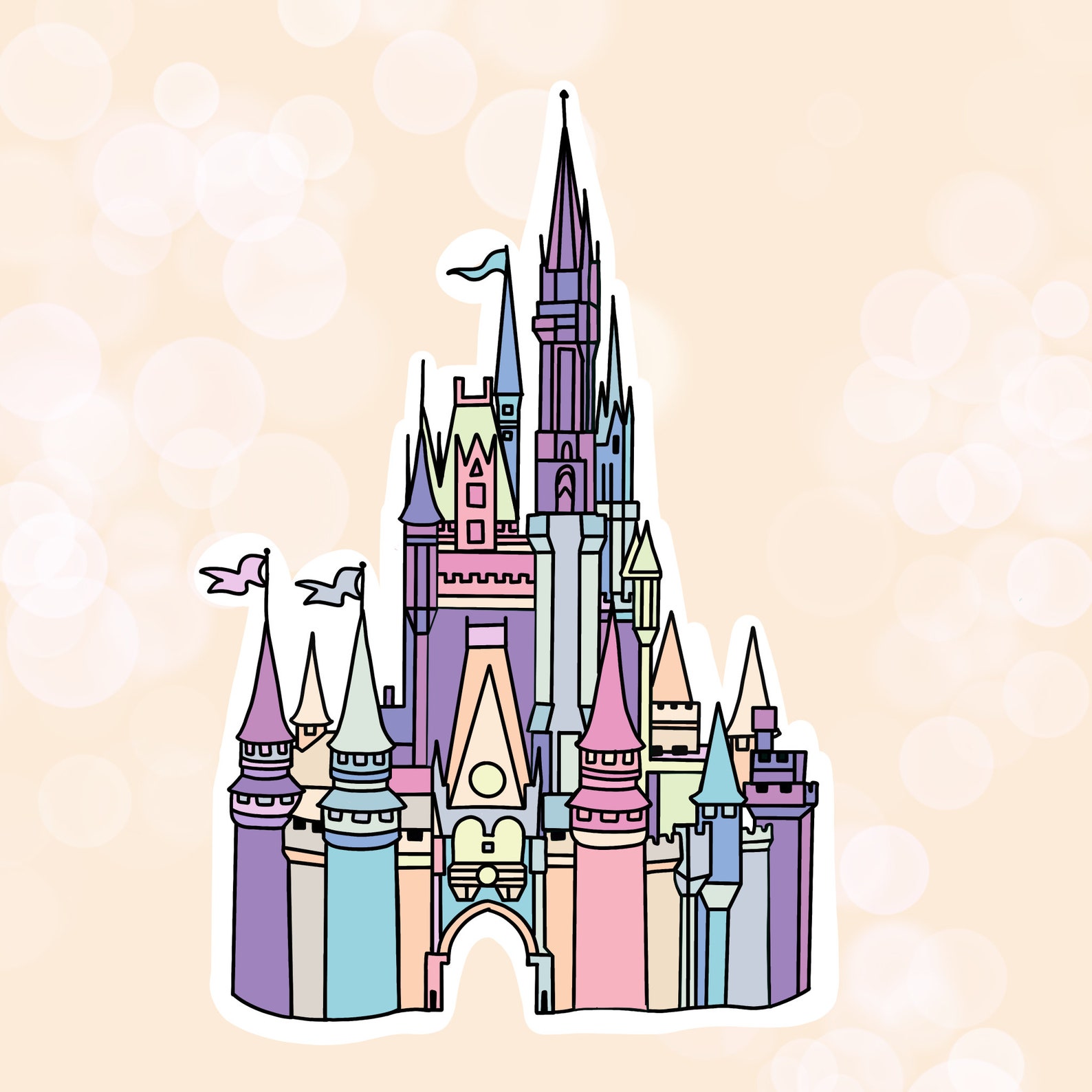 Bold Colored Cinderella Castle Sticker Etsy