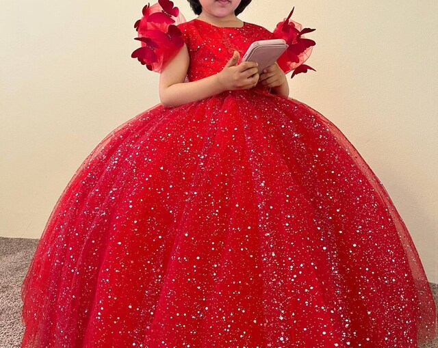 Red baby Girl dress. Sparkle red dress. Red Birthday dress. Red gown Party dress. for special occasion. Handmade!