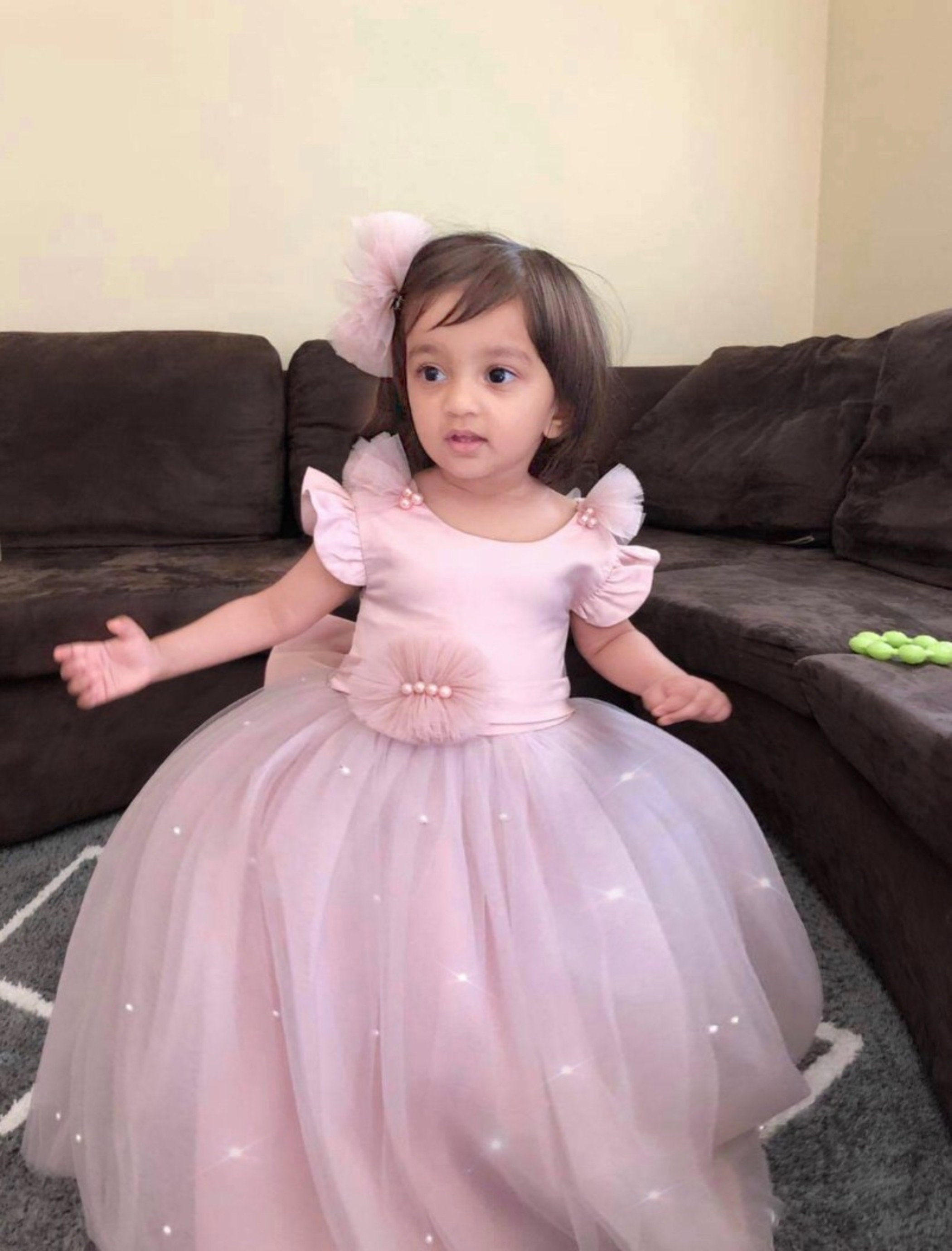 First birthday dress 1st birthday pink dress Flower girl long Etsy