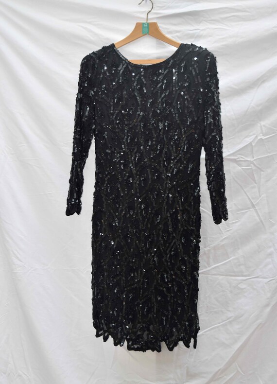 Black 80s Sequinned Cocktail Dress