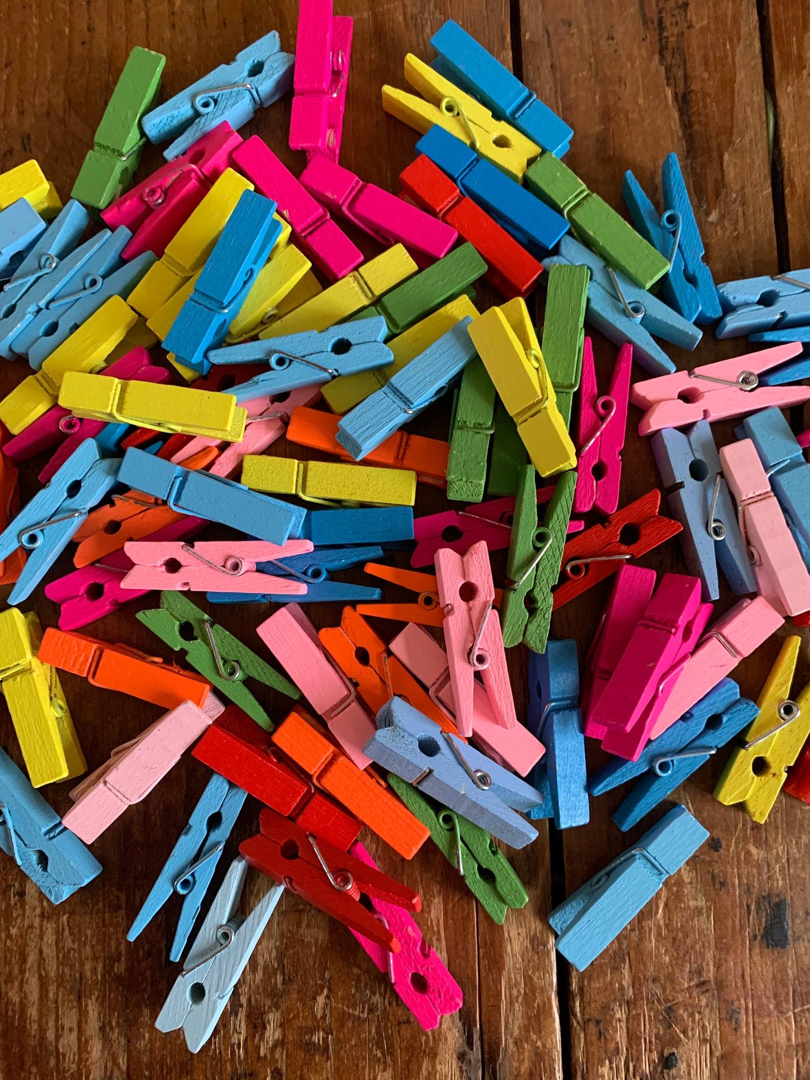 30 Wooden pegs Mixed colours 35mm x 6mm Etsy