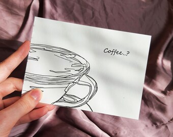 Minimalistische Postkarte Mit Einer Libelle Tinte Zeichnung Etsy