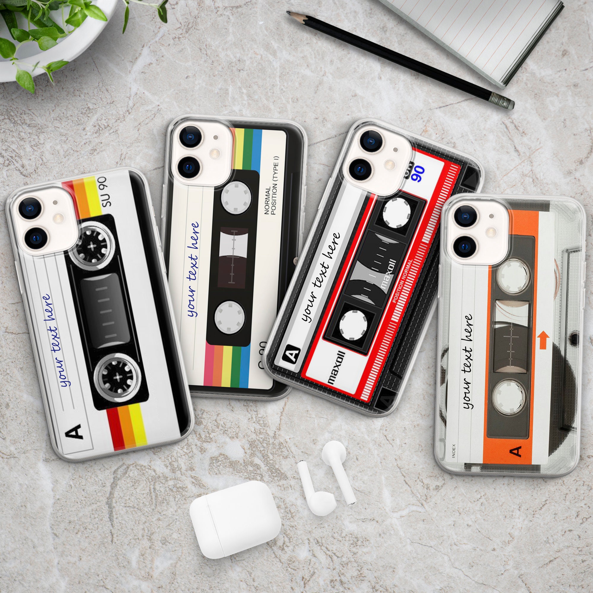 Cassette Tape Phone Case, Retro Vintage Video Tape Cover for iPhone 7, 8,  11, 12, Galaxy S10, S20, A40, A50, A51, P20, P30 
