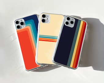Retro Stripes Phone Case 70s Style Cover fit for iPhone 15 14 13 12 11 Pro Max 6 7 8 Plus Samsung S24 S23 S22 S21 S20 FE Ultra A14 A15 A25