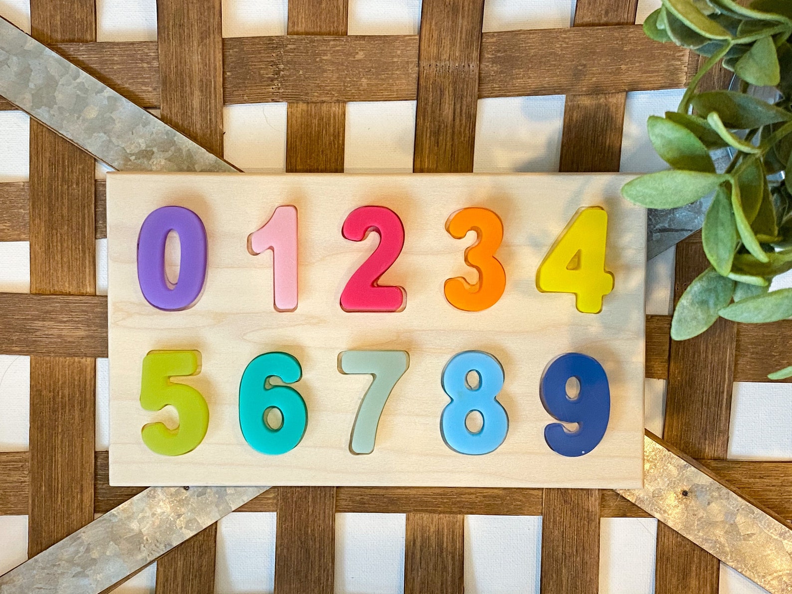 Rainbow Number Wooden Puzzle Numbers ABC Resin Numbers | Etsy