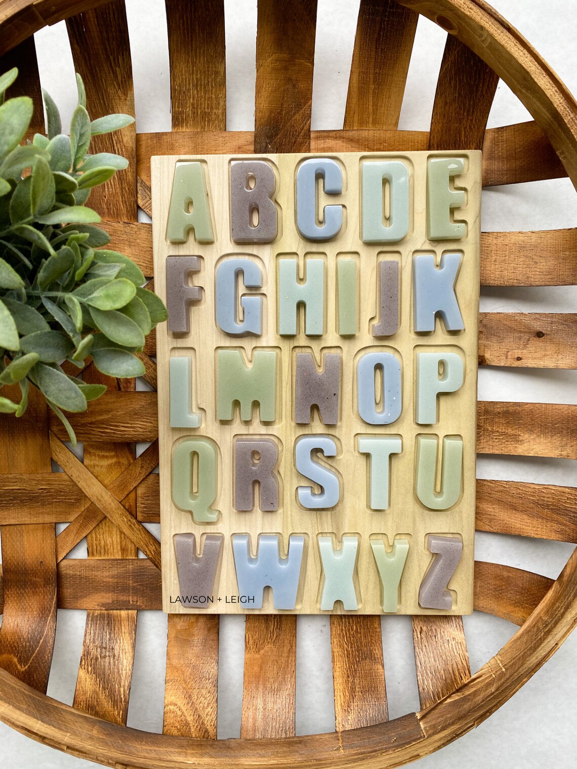 Neutral Resin letter set Wooden Puzzle Letters ABC Etsy