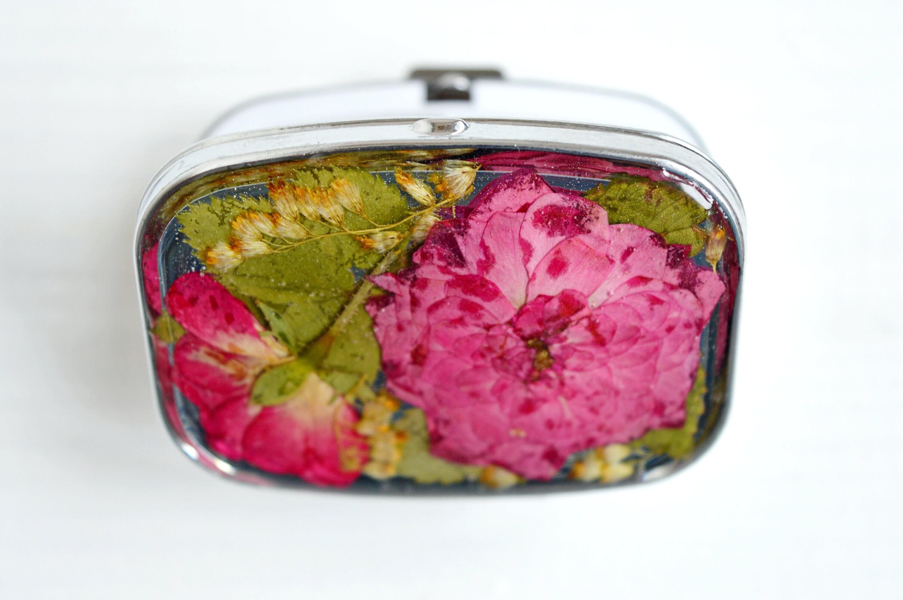 Red rose flower pill box pill holder pill case pill container Etsy