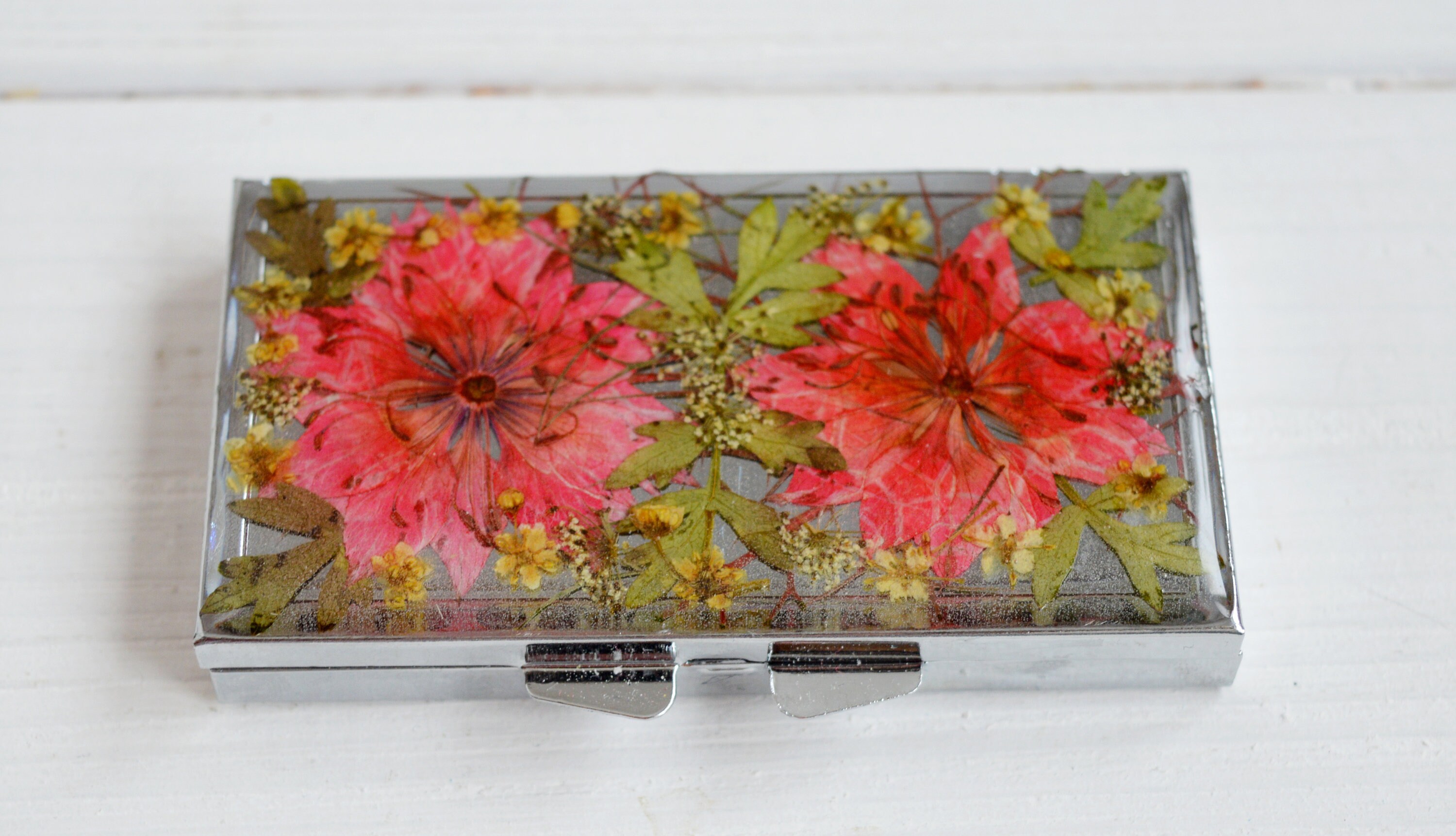 Real flower pill box Weekly Pill Box 7 days Pocket Pill Case Etsy
