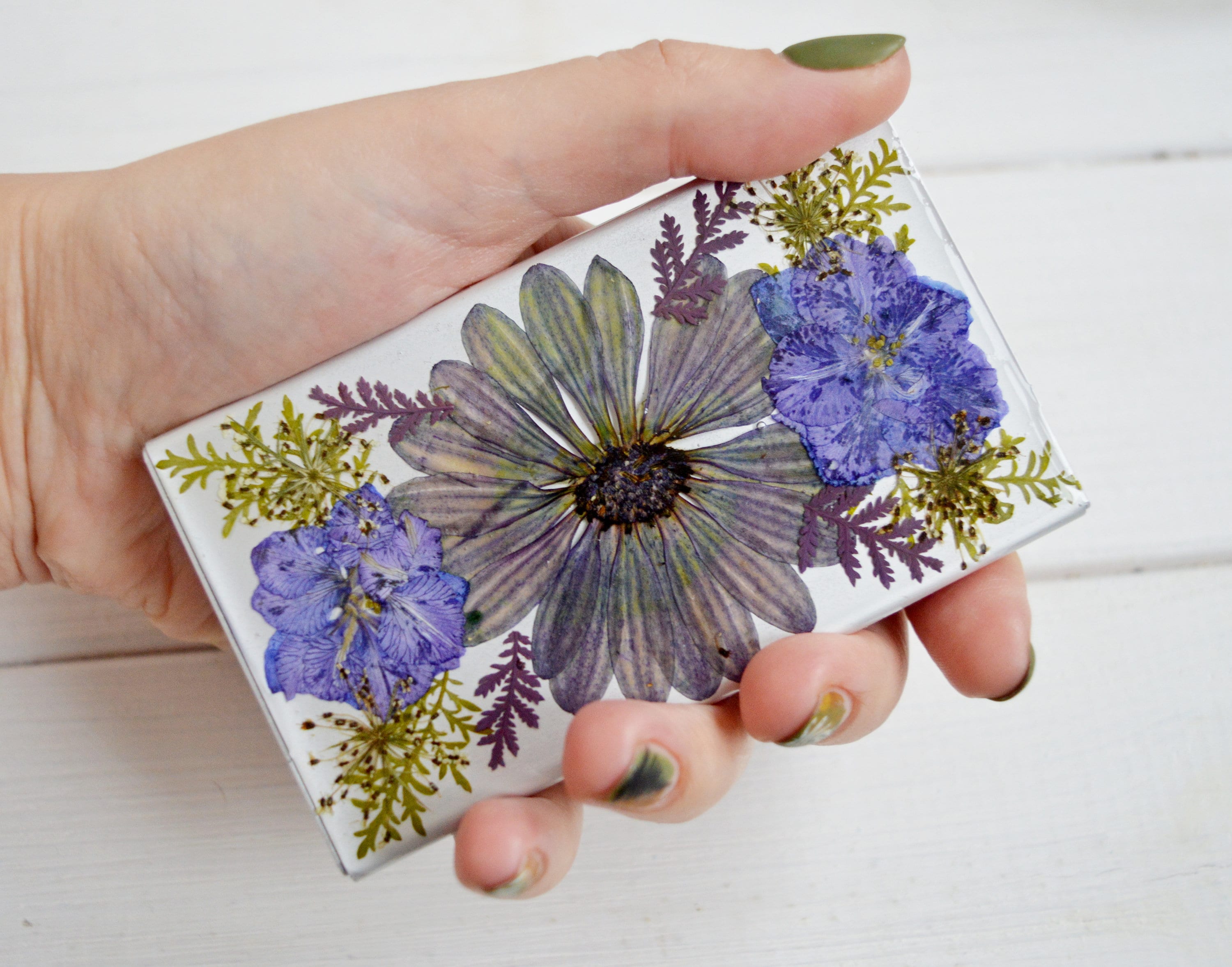 Cigarette case real pressed purple Flower Cigarette Holder ...