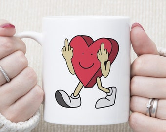Heart Middle Finger mug 11 oz / 330 ml Ceramic Mug