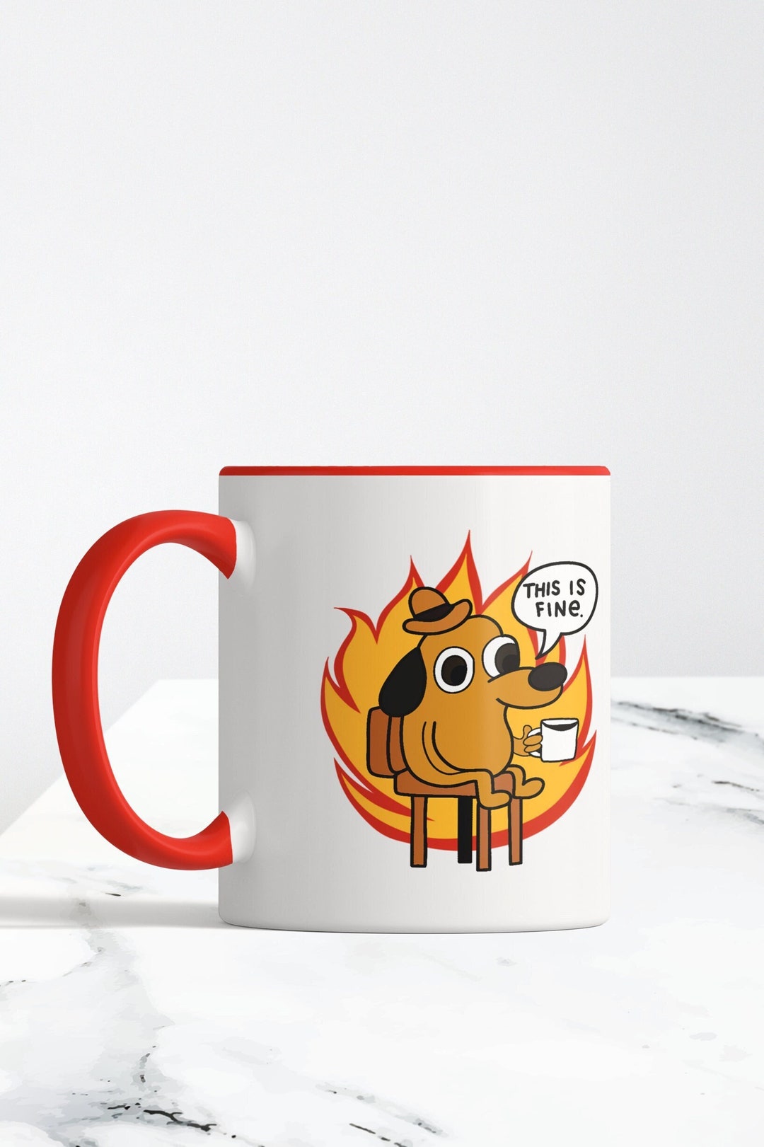 This is Fine Dog on Fire Meme Mug 11 Oz / 330 Ml Ceramic Mug Etsy